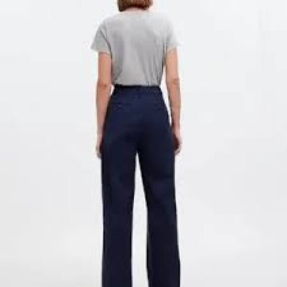 Madewell Harlow High Rise Wide-Leg Pant Linen Blend Navy Blue Size 14 Tall NWT - Picture 3 of 12